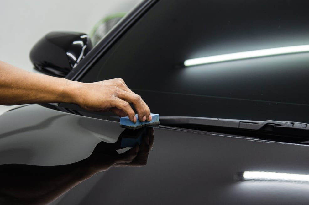 Hand Applying Ceramic Glass Coating on Car